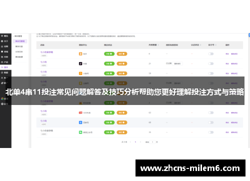 北单4串11投注常见问题解答及技巧分析帮助您更好理解投注方式与策略